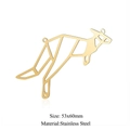 Golden geometric kangaroo stainless steel pendant with size specifications of 53x60mm - Gold Kangaroo Style (JA132-2x5)