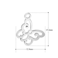 Hollow butterfly pendant in silver stainless steel with 15.2mm by 12.8mm dimensions - Flying Butterfly Style (T196)