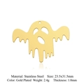 Gold plated stainless steel ghost pendant for DIY jewelry, 23.5x31.5mm silhouette charm - Dripping Ghost (Gold) (LA917-2)