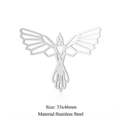 Flying bird pendant in polished stainless steel with geometric cutout design, 33x46mm - Silver Bird Style (JA131-1x5)