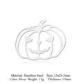 Silver hollow pumpkin pendant in stainless steel for DIY jewelry making 23x28.5mm - Jack-o-lantern (Silver) (LA918-1)