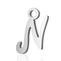 Pendentif en acier inoxydable poli en forme de lettre N avec calligraphie artistique - Lettre N