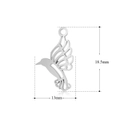 Hummingbird charm in silver stainless steel finish with hollow-out wings for DIY jewelry - Hummingbird Hollow Style (T203)