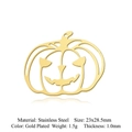 Gold plated hollow pumpkin head stainless steel pendant for Halloween jewelry making - Jack-o-lantern (Gold) (LA918-2)