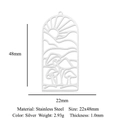 Silver stainless steel rectangular pendant with hollow sun and mountain design, 22x48mm - Natural Landscape Style (LA959-1)