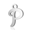 Pendentif lettre P en acier inoxydable poli pour colliers et bracelets couleur argent - Lettre P