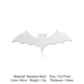 Silver bat shaped stainless steel pendant for DIY jewelry making 13x37mm size - Single Hole Bat (Silver) (LA921-1)