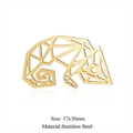Golden stainless steel chameleon pendant with geometric hollow design and 17x30mm size - Gold Chameleon Style (JA133-2x5)