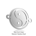 Conector Yin Yang de acero inoxidable plateado para joyería DIY, tamaño de 12x15,5 mm - Yin Yang Plateado
