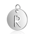 Pendentif rond en acier inoxydable argenté avec lettre R évidée pour bijoux DIY - Argent Lettre Creuse R (T514S-R)