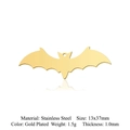 Gold plated stainless steel bat pendant for DIY jewelry, 13x37mm Halloween charm - Single Hole Bat (Gold) (LA921-2)