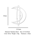 Silver hollow moon pendant in stainless steel, dimensions 25.3x35mm for jewelry making - Moon Ring Style (LA960-1)