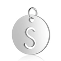 Pendentif rond en acier inoxydable argenté avec lettre S évidée pour la création - Argent Lettre Creuse S (T514S-S)