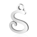Pendentif lettre S en acier inoxydable poli pour colliers ou bracelets, couleur argent - Lettre S