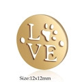 Colgante dorado de acero inoxidable LOVE y huella para joyas DIY, tamaño 12x12mm - Círculo LOVE Pata Dorado
