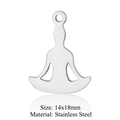 Ciondolo da meditazione yoga in acciaio inossidabile lucido finitura argento 14x18mm - Stile Yoga Meditazione Argento (T893-1)