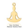 Ciondolo yoga in acciaio inossidabile dorato in posa da meditazione per gioielli 14x18mm - Stile Yoga Meditazione Oro (T893-2)
