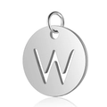 Pendentif lettre W en acier inoxydable poli couleur argent pour création de bijoux - Argent Lettre Creuse W (T514S-W)
