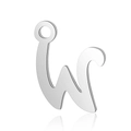 Pendentif alphabet lettre W en acier inoxydable poli argenté pour bijoux DIY - Lettre W