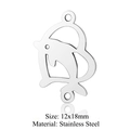 Pendentif en acier inoxydable forme dauphin et cœur pour bijoux DIY argentés, 12x18 mm - Dauphin Argenté Avec Coeur (JN337-1x5)