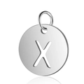 Pendentif rond poli en acier inoxydable argenté avec une découpe de la lettre X - Argent Lettre Creuse X (T514S-X)
