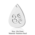 Ciondolo a goccia in acciaio inossidabile 10x15mm con simbolo Om per creazione gioielli - Simbolo Om Goccia Argento (T894-1)
