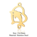 Pendentif dauphin et cœur en acier inoxydable doré pour bijoux DIY, taille 12x18mm - Dauphin Doré Avec Coeur (JN337-2x5)