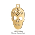 Colgante de calavera dorado de acero inoxidable para joyería DIY 11x18mm - Calavera Hueca Dorada