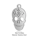 Colgante de calavera de acero inoxidable para joyería DIY, plateado, 11x18mm - Calavera Hueca Plateada