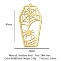 Gold plated stainless steel coffin pendant with spider web cutout for DIY jewelry - Spiderweb Coffin (Gold) (LA979-2)