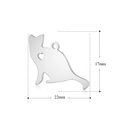 Cat silhouette stainless steel pendant with heart cutout, 22mm size, polished finish - Cat Heart Silhouette Style (T440)