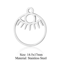 Ciondolo occhio in acciaio inossidabile per creazione gioielli fai-da-te 14,5x17mm - Stile Occhio con Ciglia Argento (T918-1)