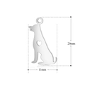 Matte silver stainless steel dog pendant with heart cutout, size 20mm by 11mm - Dog Heart Silhouette Style (T443)