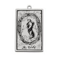 Rechteckiger Edelstahl-Tarot-Anhänger mit dem Motiv Die Welt und schwarzer Ätzung - Stil Die Welt (LA211-4)
