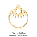Ciondolo a occhio minimalista in acciaio inossidabile dorato per gioielli 14,5x17mm - Stile Occhio con Ciglia Oro (T918-2)