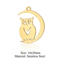 Pendentif hibou et lune en acier inoxydable doré pour bijoux DIY 14x20mm - Lune Hibou Creuse Dorée (JN365-2x5)