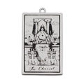 Rechteckiger silberner Tarot-Anhänger mit dem Wagen-Motiv aus robustem Edelstahl - Stil Der Wagen (LA211-5)
