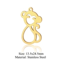 Pendentif singe évidé en acier inoxydable doré pour bijoux DIY 13,5x24,5mm - Singe Creux Doré (JN367-2x5)