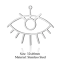Pendente a forma di occhio in acciaio inossidabile per gioielli fai da te 32x40mm - Stile Occhio Grande Argento (T920-1)