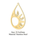 Gold stainless steel teardrop pendant with hollow sun and moon design for DIY jewelry - Sun Moon Waterdrop Gold Style (LA215x5)