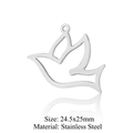 Pendentif oiseau colombe en acier inoxydable argenté pour bijoux DIY, 24,5x25mm - Oiseau Argenté (JN290-1x5)