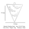 Silver stainless steel bat pendant for DIY jewelry making, size 32.5x37.5mm - Triangle Bat (Silver) (LA986-1)