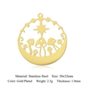 Gold plated stainless steel mushroom and moon star charm pendant measuring 30x32mm - Round Moon Star Mushroom Style / Gold