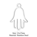 Ciondolo a forma di mano di Hamsa in acciaio inossidabile 12x17mm per collane e gioielli - Piccola Mano di Fatima Argento (T922-1)