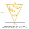 Gold plated stainless steel bat pendant with triangle cut-out for Halloween DIY jewelry - Triangle Bat (Gold) (LA986-2)