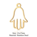 Ciondolo a mano di Hamsa 12x17mm in oro e acciaio inox per creazione gioielli - Piccola Mano di Fatima Oro (T922-2)