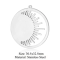 Colgante redondo de rayo de sol en acero inoxidable plateado para joyería DIY - Estilo Redondo Hueco Rayos Plata (LA218x5)
