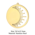 Colgante sol calado de acero inoxidable dorado 30.5x32.5mm para bisutería DIY - Estilo Redondo Hueco Rayos Dorado (LA219x5)
