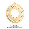 Colgante de Sol Redondo de Acero Inoxidable Dorado 31x33mm para Creación de Joyas DIY - Estilo Redondo Rayos Geométricos Dorado (LA221x5)