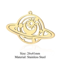 Colgante celestial de acero inoxidable dorado con diseños de sol, luna y planetas - Estilo Celestial Cielo Estrellado Dorado (LA223x5)